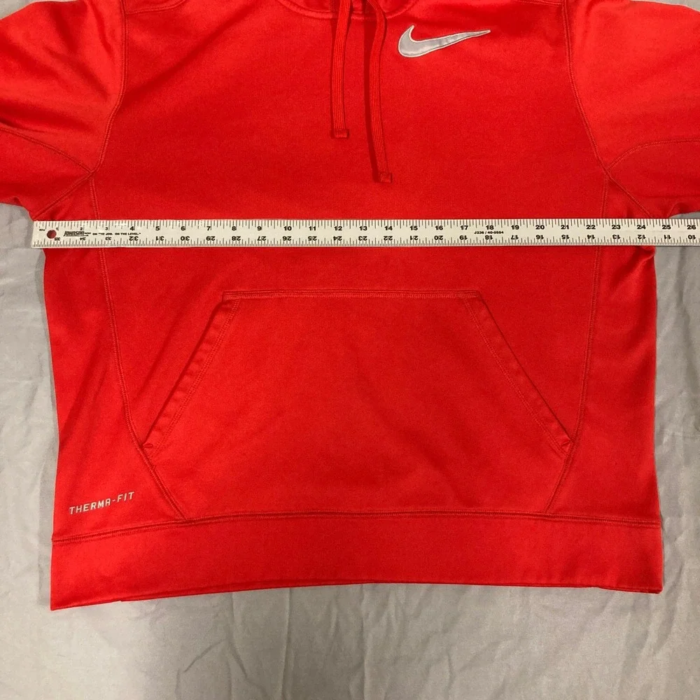 Nike Therma-FIT Mens Hoodie Red Fleece Pullover‎ Sweatshirt Large 408102-600